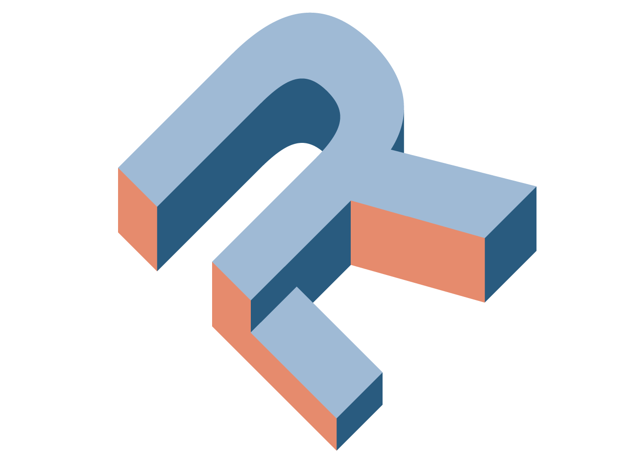 Isometric illustration of the letter R